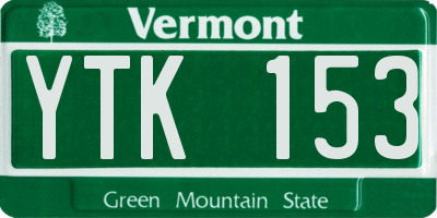 VT license plate YTK153