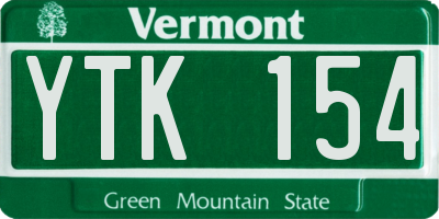 VT license plate YTK154