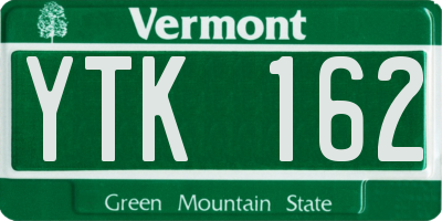 VT license plate YTK162