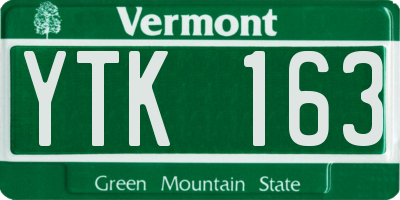 VT license plate YTK163