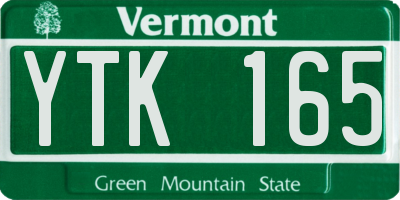 VT license plate YTK165