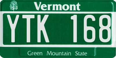 VT license plate YTK168