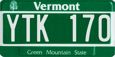 VT license plate YTK170