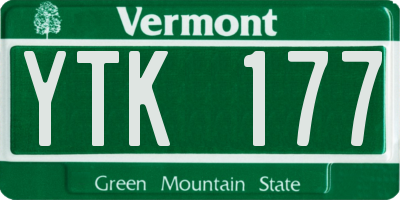 VT license plate YTK177