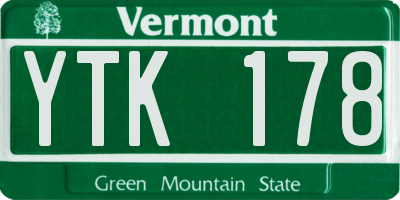 VT license plate YTK178