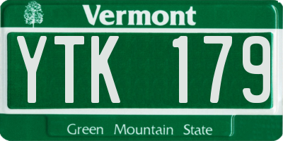 VT license plate YTK179
