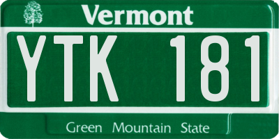VT license plate YTK181