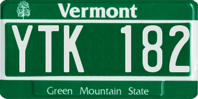 VT license plate YTK182