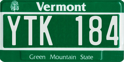 VT license plate YTK184