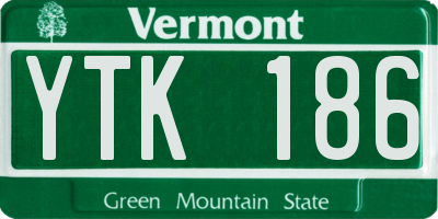 VT license plate YTK186