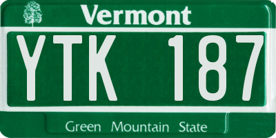VT license plate YTK187