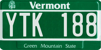 VT license plate YTK188