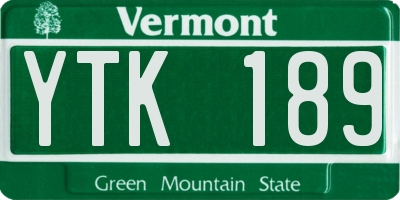 VT license plate YTK189