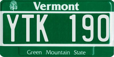 VT license plate YTK190