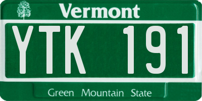 VT license plate YTK191
