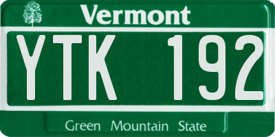 VT license plate YTK192