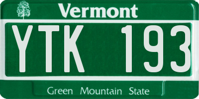 VT license plate YTK193