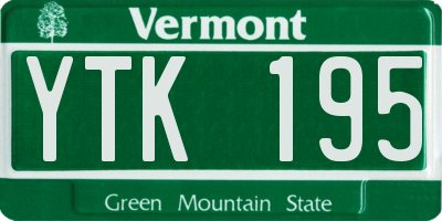VT license plate YTK195