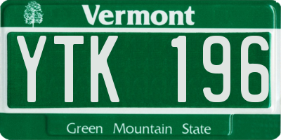 VT license plate YTK196