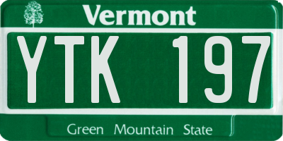 VT license plate YTK197