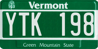 VT license plate YTK198