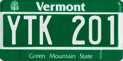 VT license plate YTK201