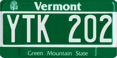 VT license plate YTK202