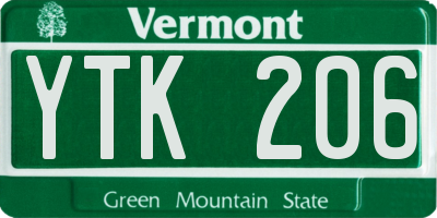 VT license plate YTK206