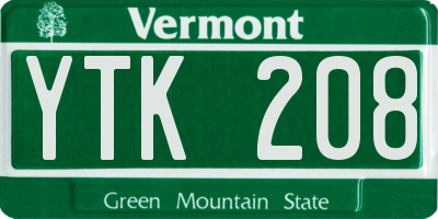 VT license plate YTK208