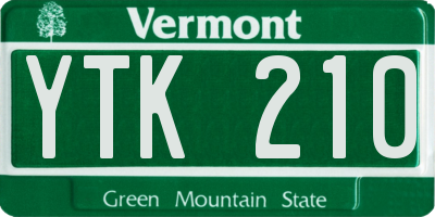 VT license plate YTK210