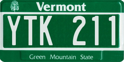 VT license plate YTK211