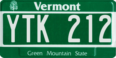 VT license plate YTK212
