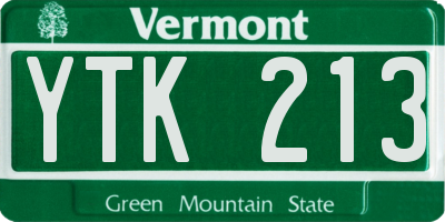 VT license plate YTK213