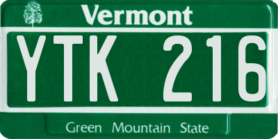 VT license plate YTK216
