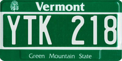 VT license plate YTK218