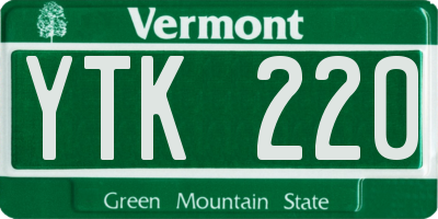 VT license plate YTK220