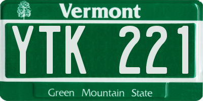 VT license plate YTK221
