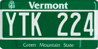 VT license plate YTK224