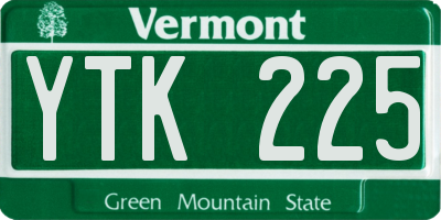 VT license plate YTK225