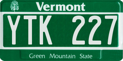 VT license plate YTK227