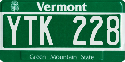 VT license plate YTK228
