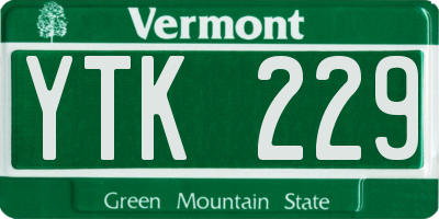 VT license plate YTK229