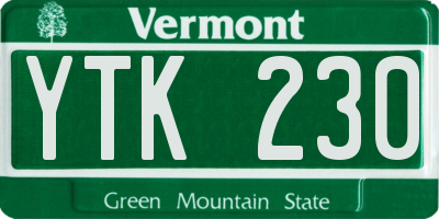 VT license plate YTK230