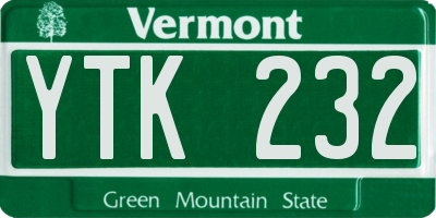 VT license plate YTK232
