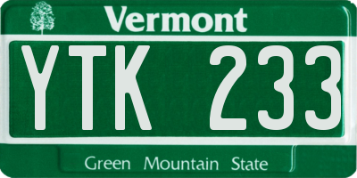 VT license plate YTK233