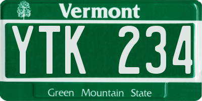 VT license plate YTK234