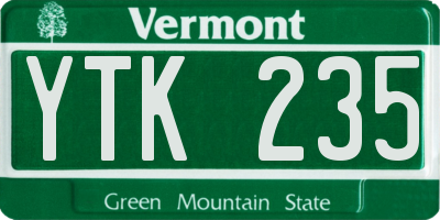 VT license plate YTK235