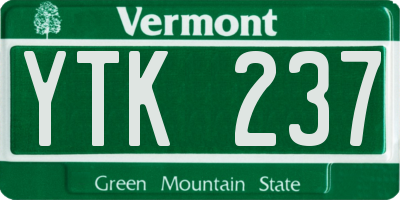 VT license plate YTK237