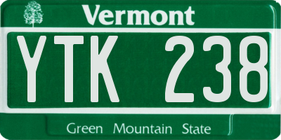 VT license plate YTK238