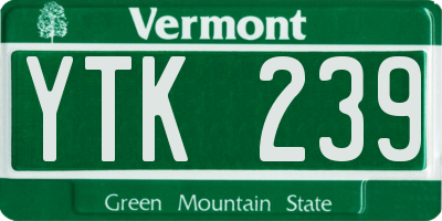 VT license plate YTK239